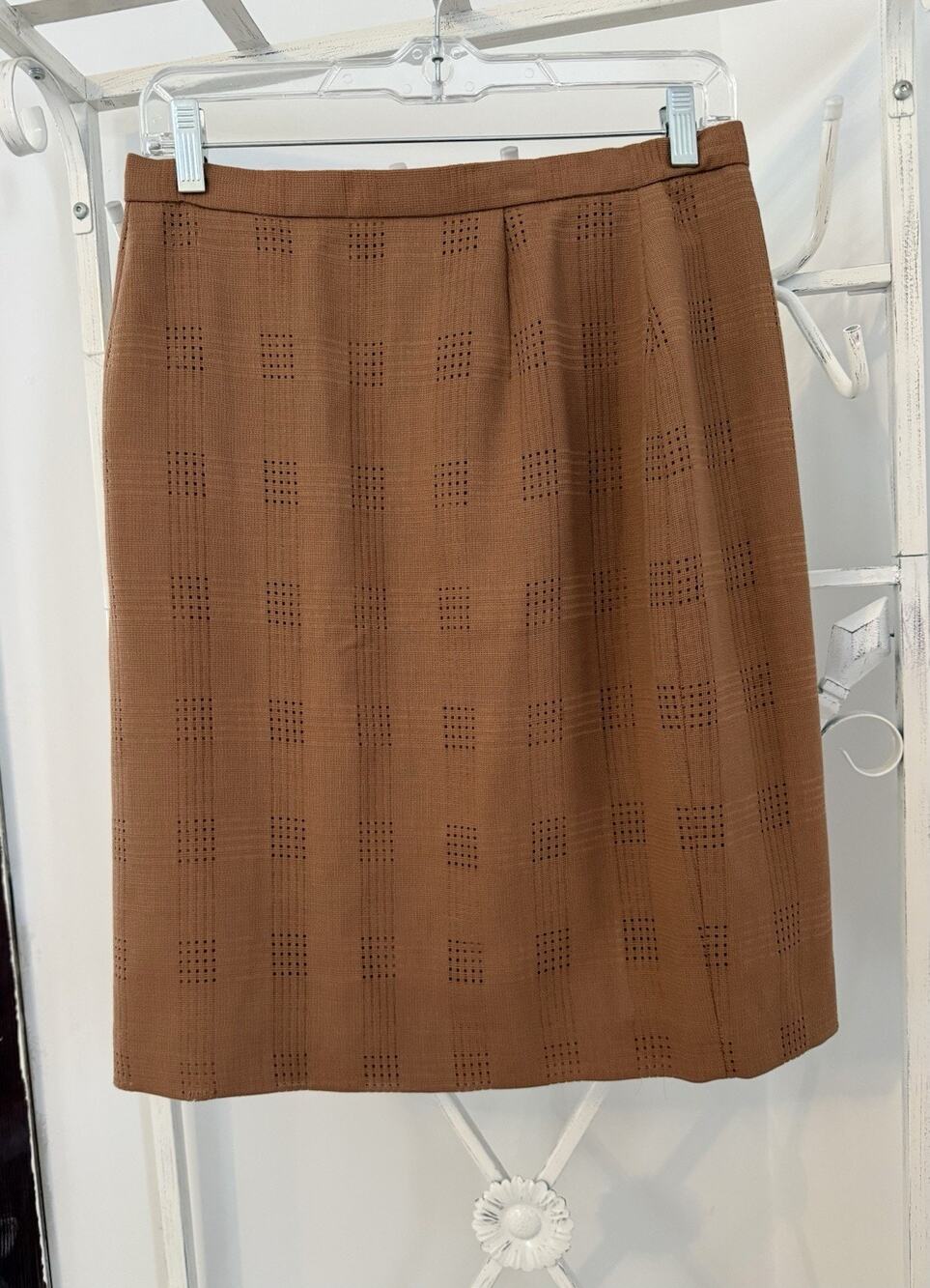 Burberry wool pencil skirt brown cocoa made in USA Petite 12P luxury designer